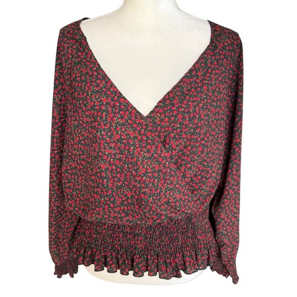 Nordstrom BP Floral V-Neck Long Sleeve Blouse Size 2XL - Picture 1 of 4